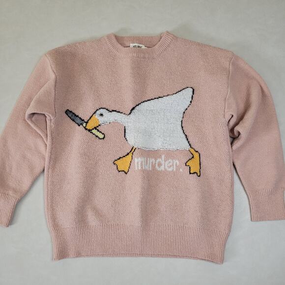 Aelfric Eden Pink Goose Graphic Crewneck Sweater - Picture 1 of 8